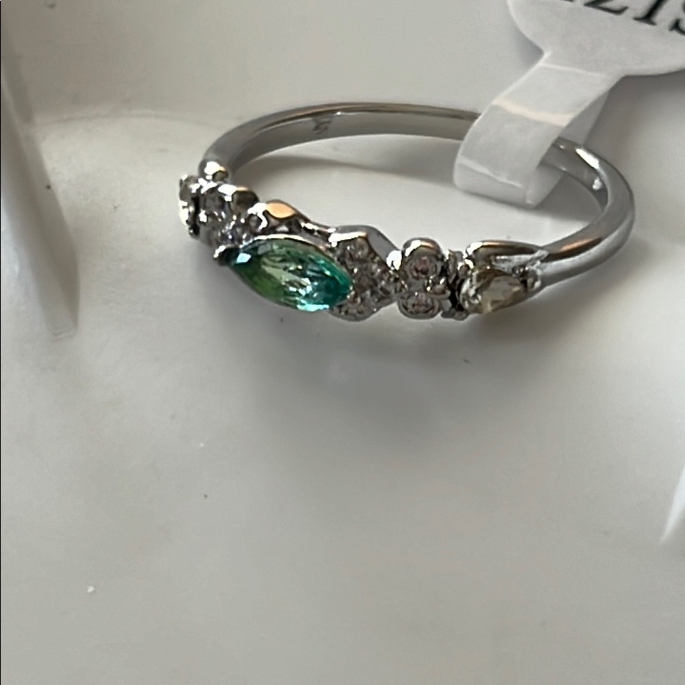 Faux Aquamarine and Citrine Ring SZ 7